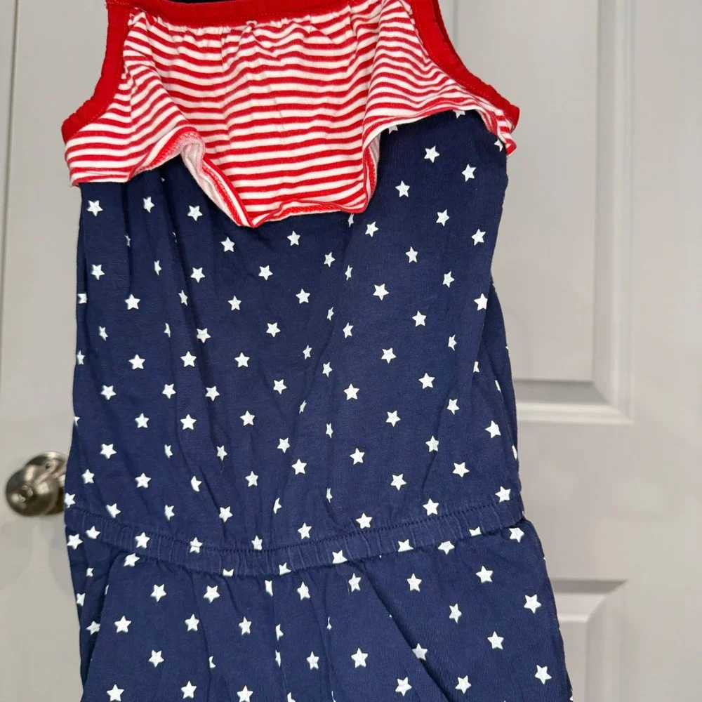 Gymboree Girls Patriotic‎ Stars and Stripes Ruffle Romper Size 4T